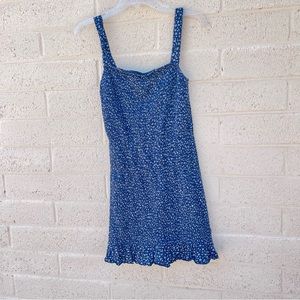 BP blue floral smocked tank mini dress